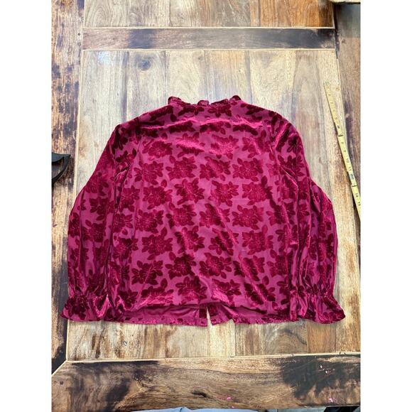 Marc New York Andrew Marc Red Floral Button Front Blouse Top Size Large - Picture 2 of 4